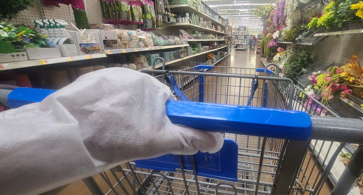 shopping cart with glove