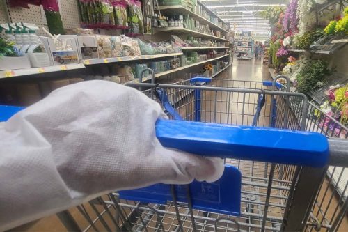 shopping cart with glove